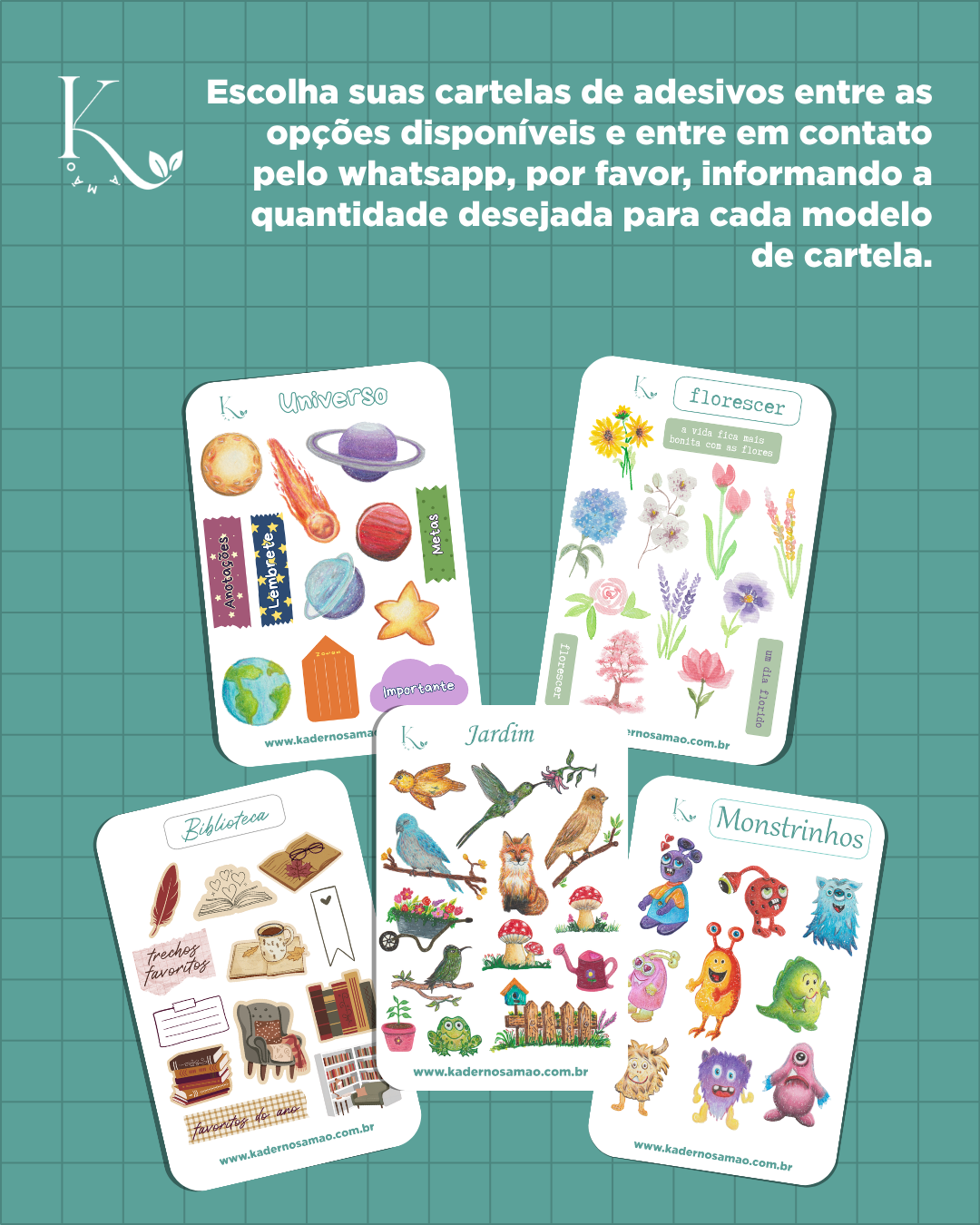 Kit 5 cartelas de adesivos - Imagem 1
